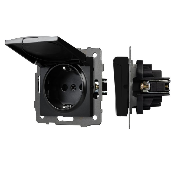 Механизм розетки влагозащищённый SCT-MCP-PL-BK-V (250V, 16A) Arlight 049835