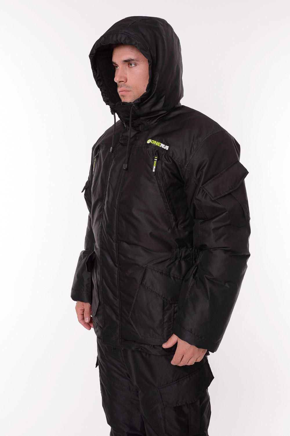 Зимний костюм для охоты и рыбалки ONERUS "Горный -45" (Таслан, Черный) Полукомбинезон