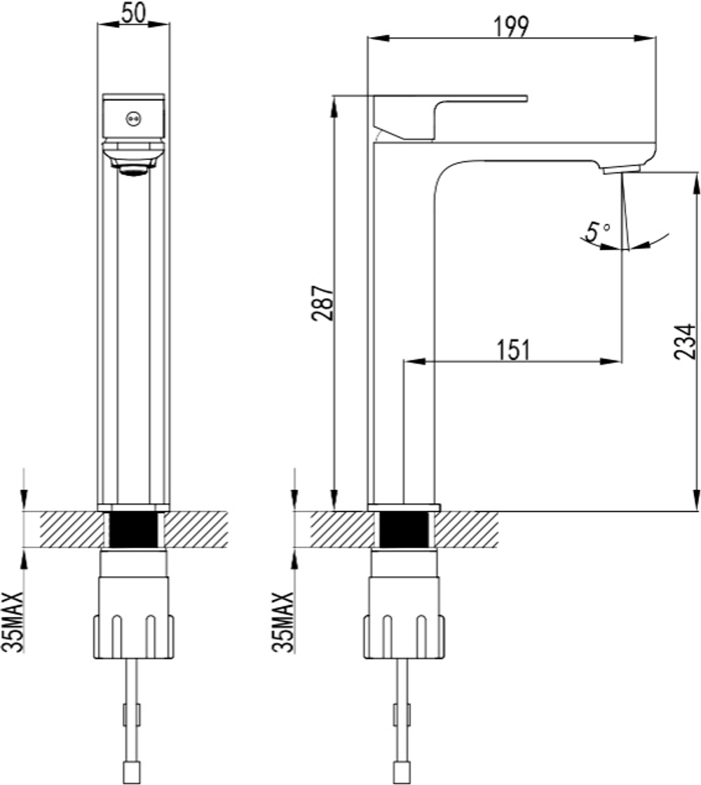 Смеситель для раковины STWORKI Мосс S43020BK матовый черный