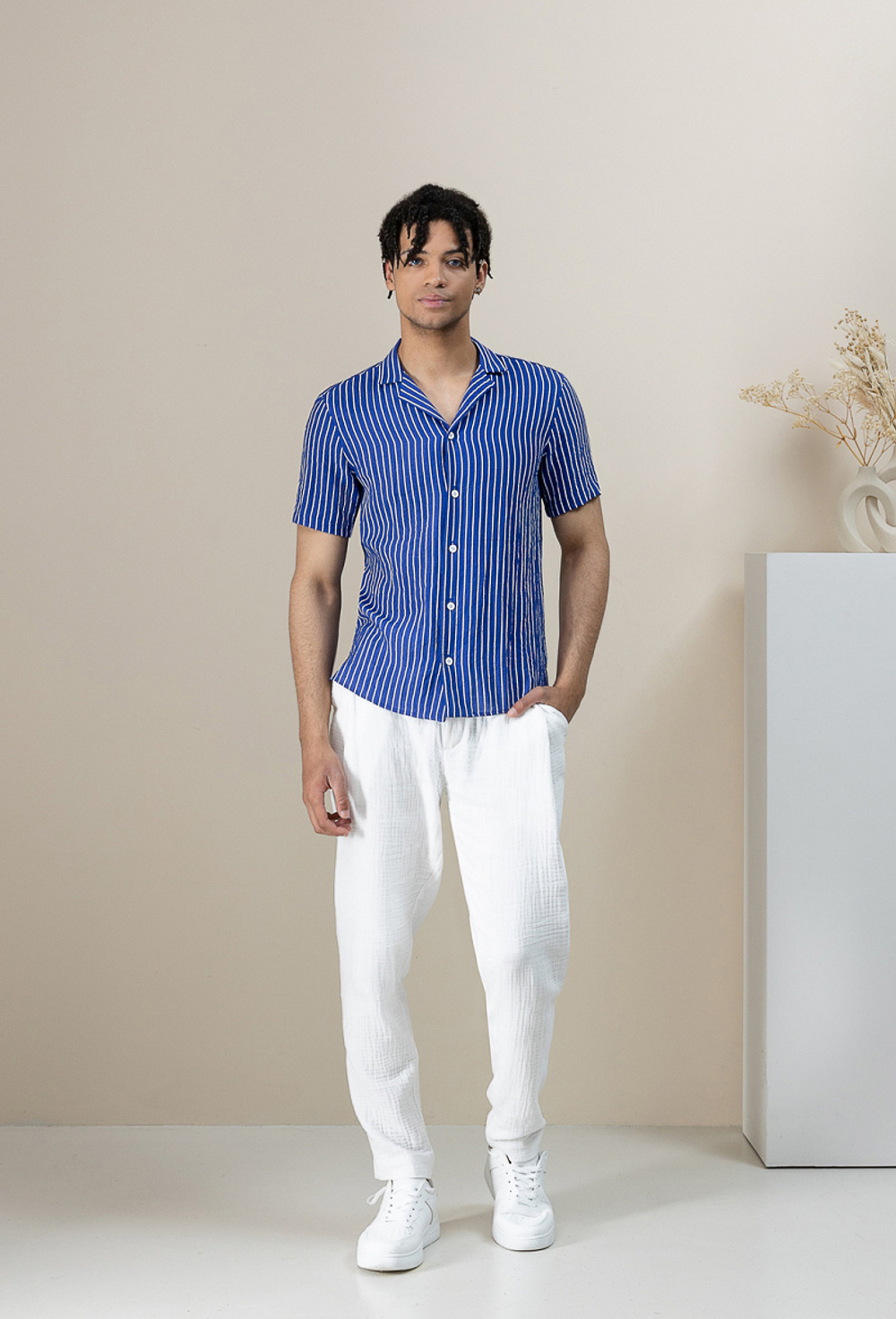 Рубашка с коротким рукавом синяя 02-02-23 SS men