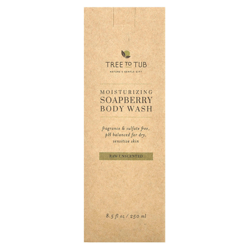 Tree To Tub, увлажняющий гель для душа с мыльным деревом, необработанный, без запаха, 250 мл (8,5 жидк. унции)