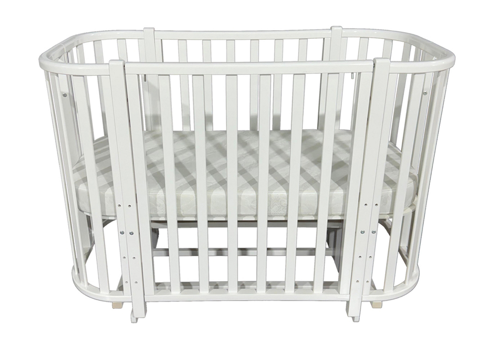 Детская кроватка ESENIA 2 (поперечный маятник, съемная стенка, колеса)