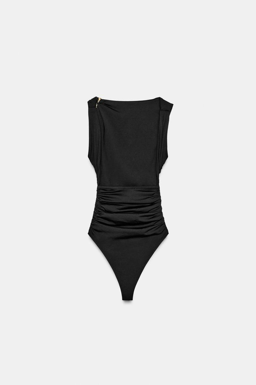 ZARA БОДИ ИЗ ПОЛИАМИДА С ФУРНИТУРОЙ, ЧЕРНЫЙ