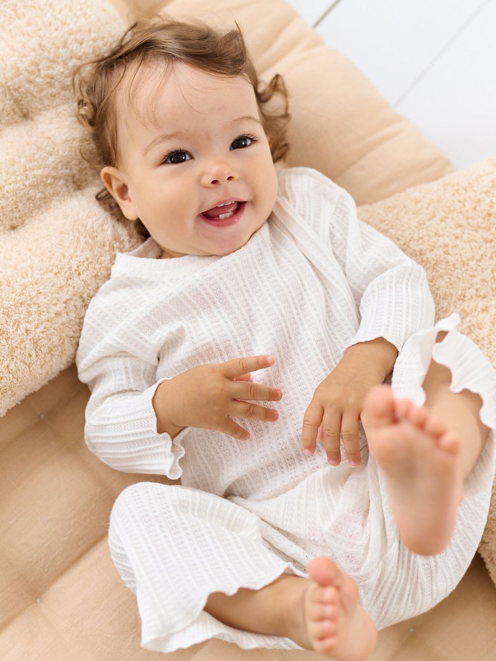 Пижама "Молоко" из ажурного хлопка 0+