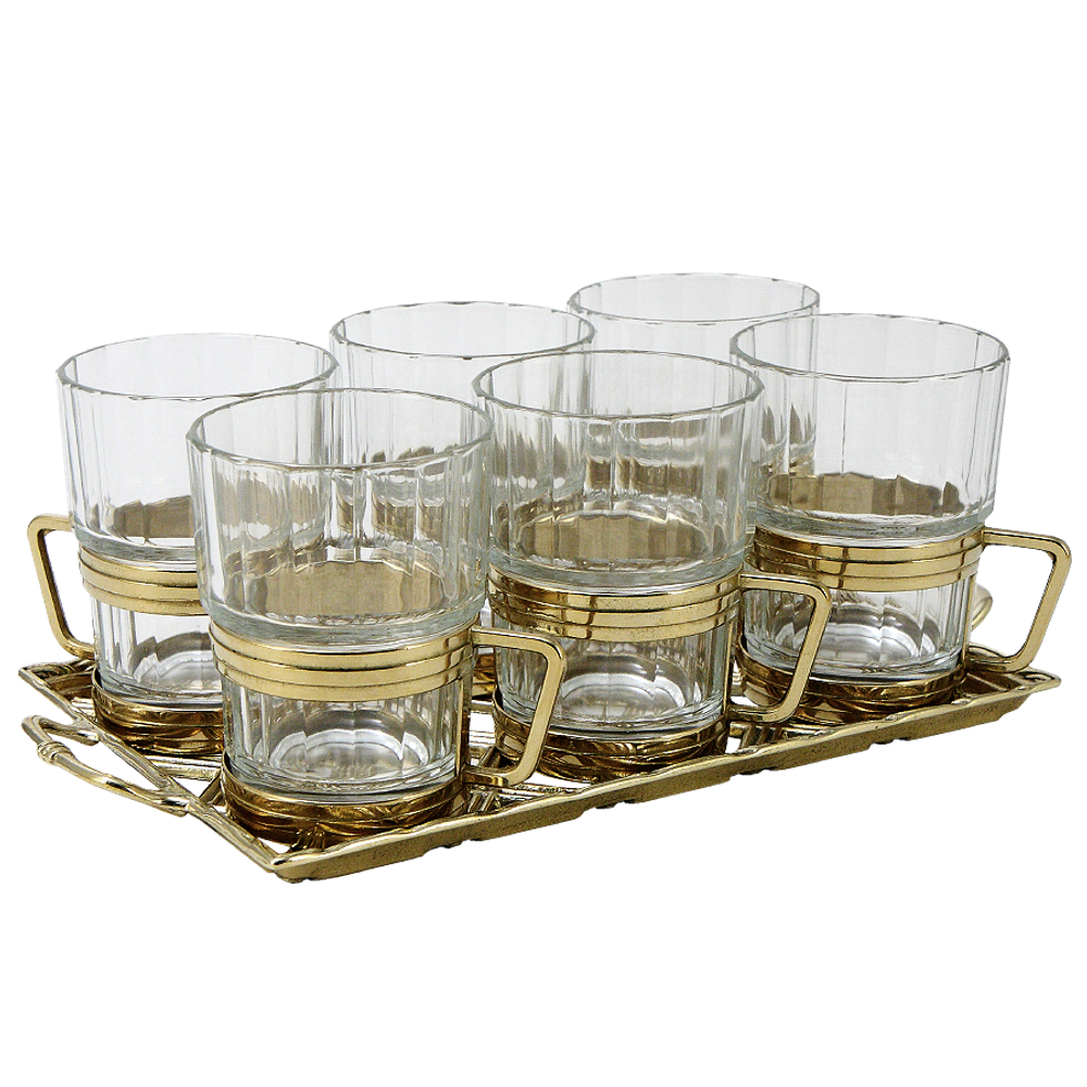 Alberti Livio Набор: поднос Плетенка + 6 подстаканников со стаканами