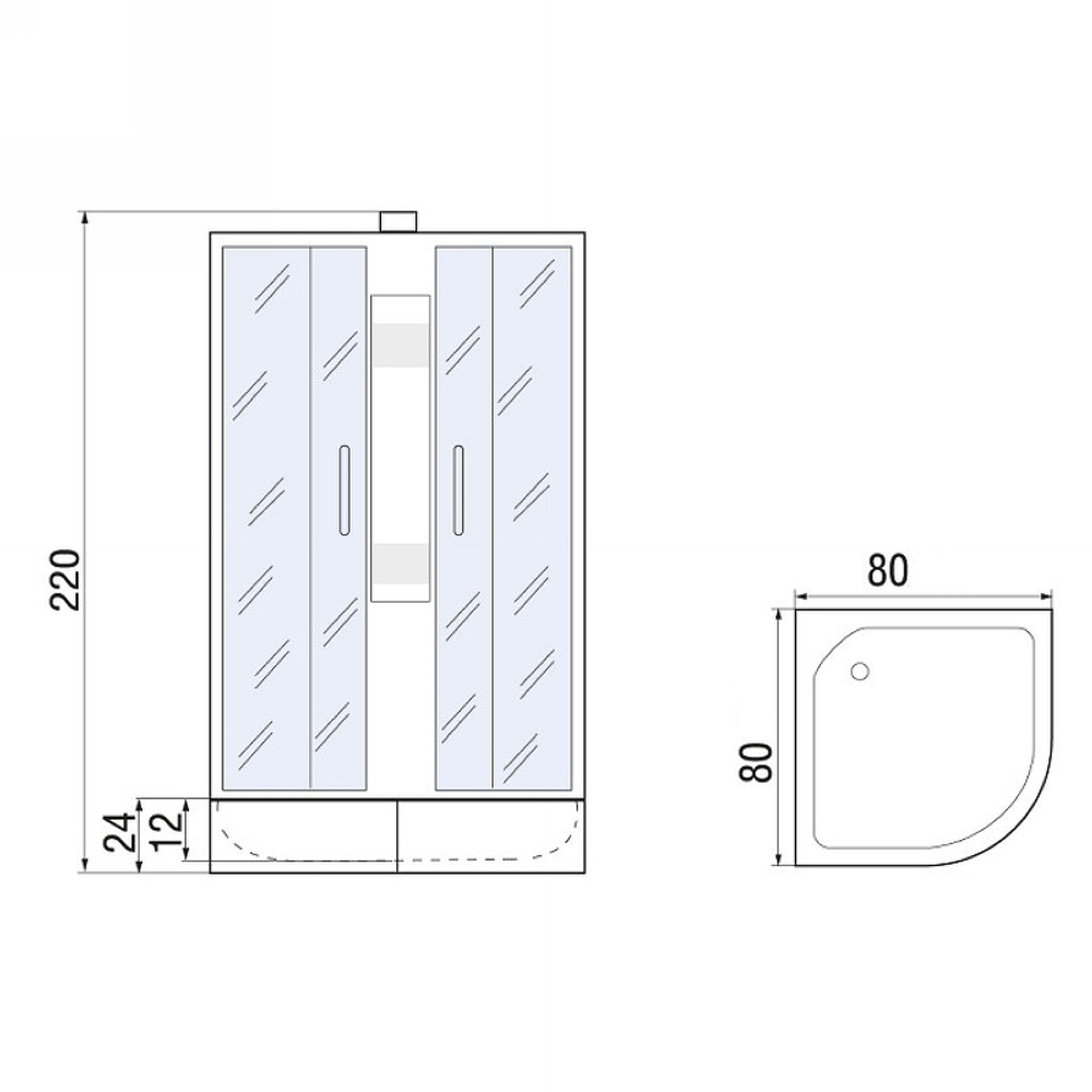 Душевая кабина River Nara Light XL 80x80 МТ Б/К 10000006218 с поддоном