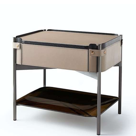 Тумба прикроватная Panzano, бежевая экокожа