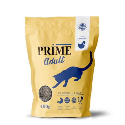 PRIME 400гр Adult Сухой корм для кошек с 12мес Курица