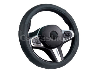 Оплетка на руль круглая CarFashion -М- «LAREDO» 31639 - Экокожа - чёрный/чёрный/шов красный