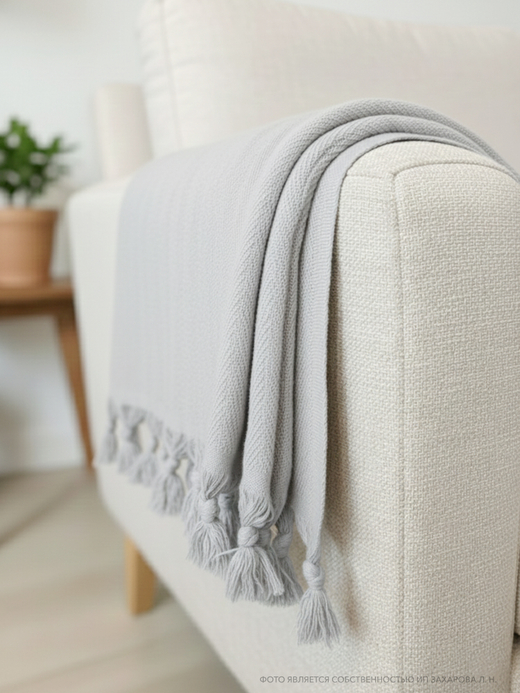 Плед-покрывало из хлопка Berlino, цвет Серый