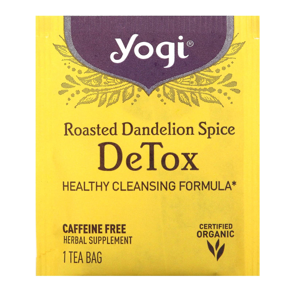 Yogi Tea, DeTox, обжаренный одуванчик, без кофеина, 16 чайных пакетиков, 24 г (0,85 унции)