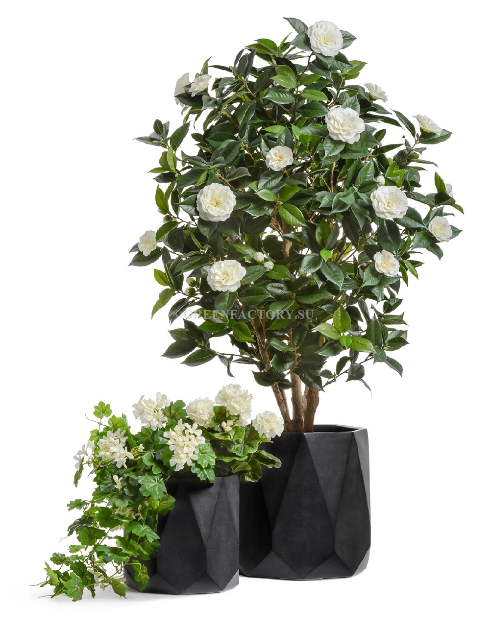 Кашпо TREEZ ERGO - серия Rombo - Цилиндр-многогранник- Антрацит