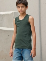 Темно-зеленая майка детская базовая