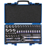 KING TONY (3545MRV) Набор торцевых головок с принадлежностями 3/8", 6-гранные, 6-24 мм, 45 предметов