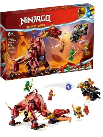 Конструктор Ниндзя Лавовый дракон трансформер 489 деталей