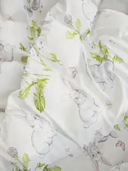 Наволочка комплект 2шт поплин Сказка "Кролики" 40х40 см на молнии