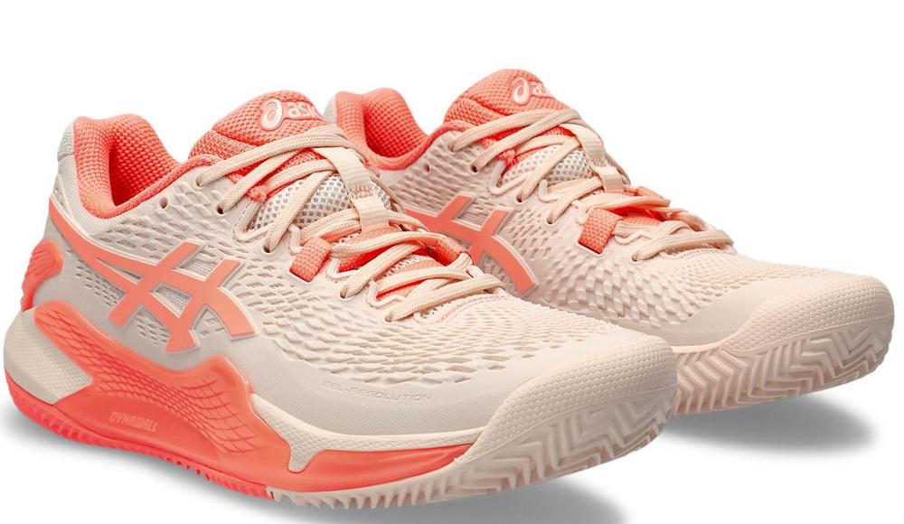 Женские Кроссовки теннисные Asics Gel-Resolution 9 Clay - pearl pink/sun coral