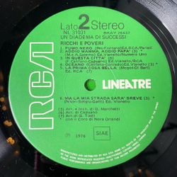 Винтажная виниловая пластинка LP Ricchi E Poveri Un Diadema Di Successi Богатые и Бедные (Italy 1976)