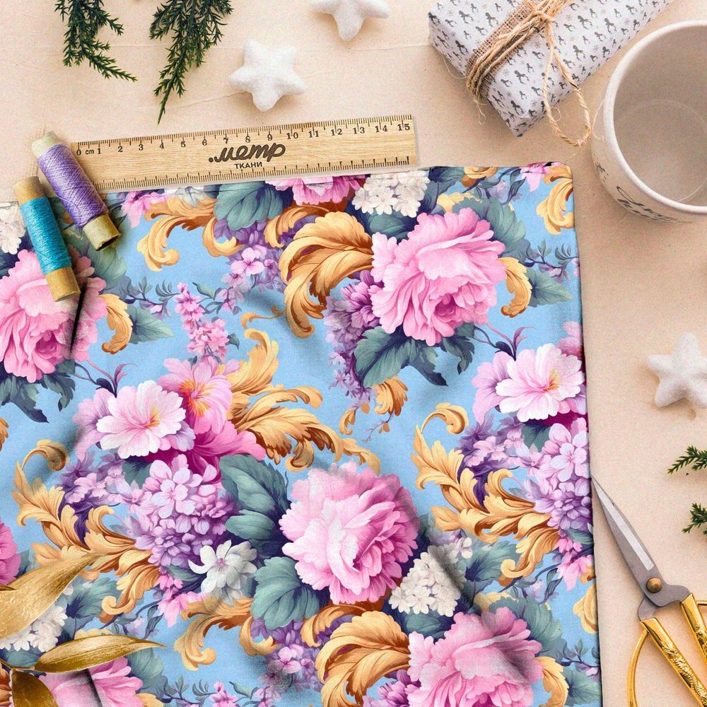 Ткань премиум шифон красочный мир