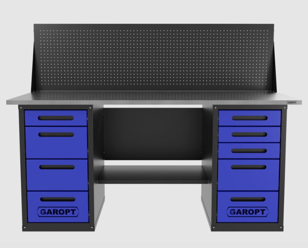 Верстак двухтумбовый 4 ящиков /5 ящиков с экраном 1800*700 синий GAROPT, GT1800Y4Y5PP.blue