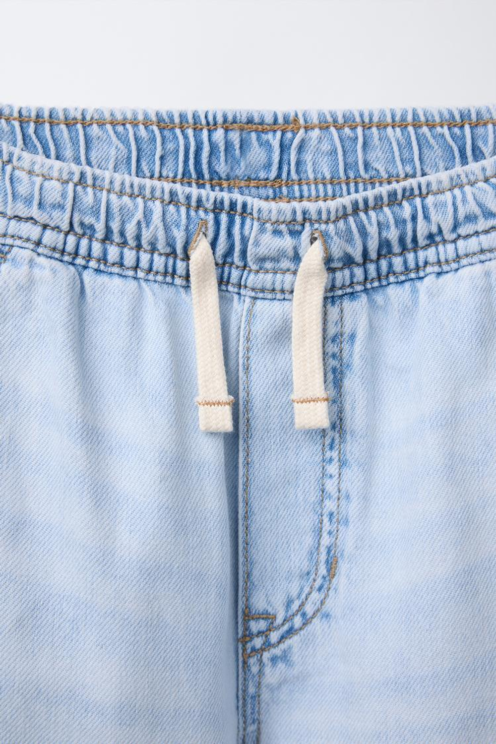 ZARA СВОБОДНЫЕ ДЖИНСЫ С ЭЛАСТИЧНОЙ ТАЛИЕЙ, ГОЛУБОЙ