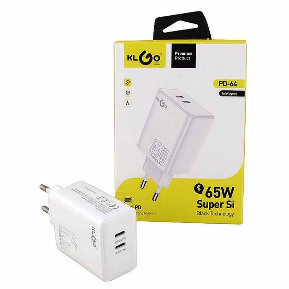 Зарядное устройство Type-C Dual PD 65W Super Si KLGO PD64