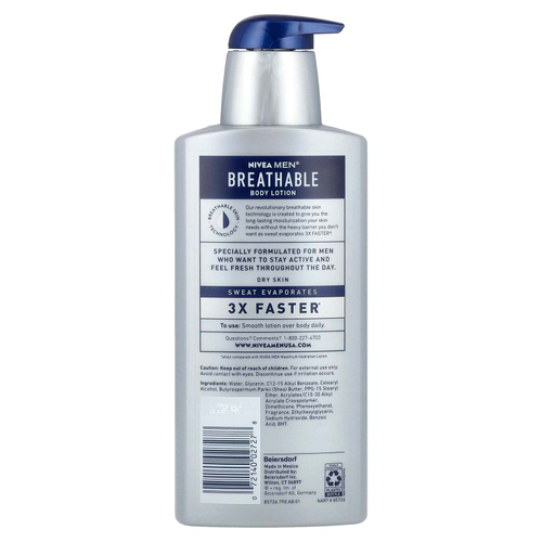 Nivea, Для мужчин, дышащий лосьон для тела, 400 мл (13,5 жидк. унц.)