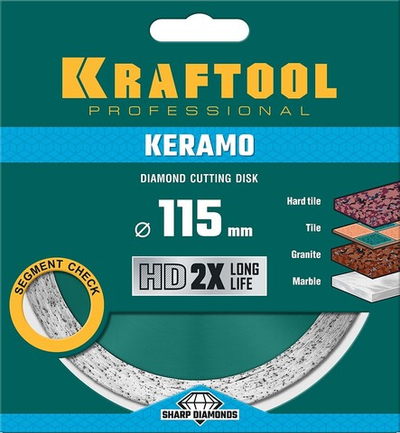 KRAFTOOL Keramo, 115 мм, (22.2 мм, 10 х 2.2 мм), сегментированный алмазный диск (36684-115)
