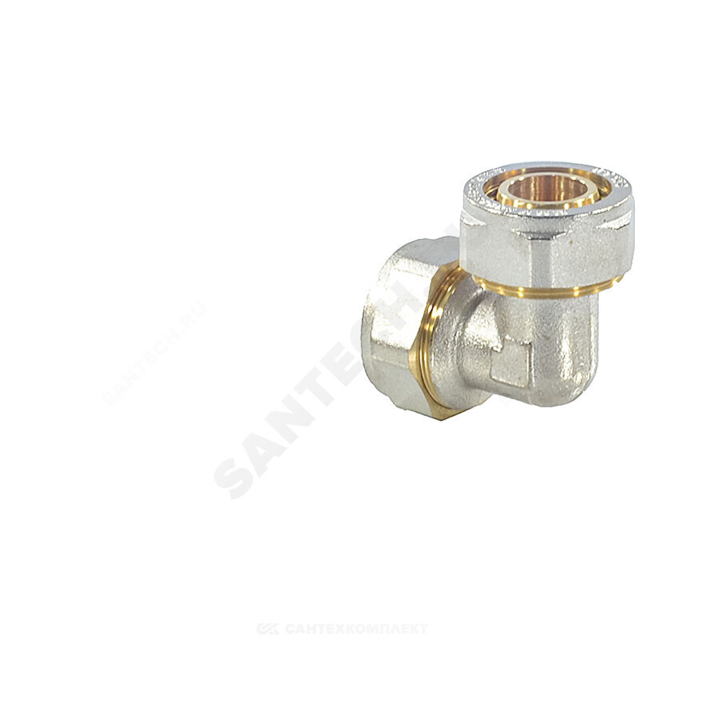 Угольник МП латунь никель обжим Дн 32х90гр ГОСТ 32415-2013 7005 Aquasfera 7005-04