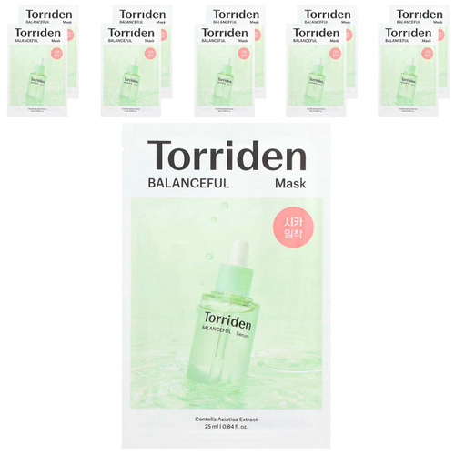 Torriden, Balanceful Cica Beauty Mask, 10 листовых масок, 25 мл (0,84 жидк. унц.)