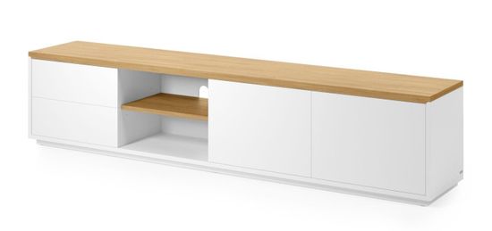 Тумба под ТВ Abilen шпон дуба 200 x 44 cm цвет белый/натуральный