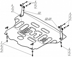 Защита картера двигателя, КПП. 2 мм, Сталь. для KIA K3 2022-н.в., Motodor.71007