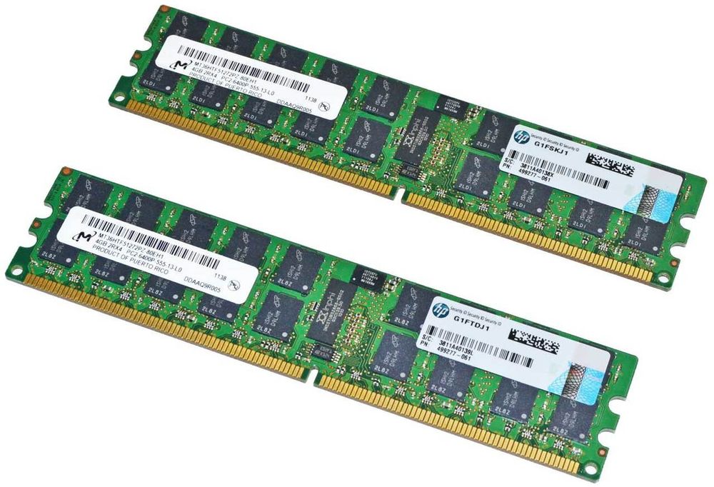 Оперативная память HP 8GB Reg PC2-6400 DDR2 2x4GB dual rank Kit LP 504351-B21