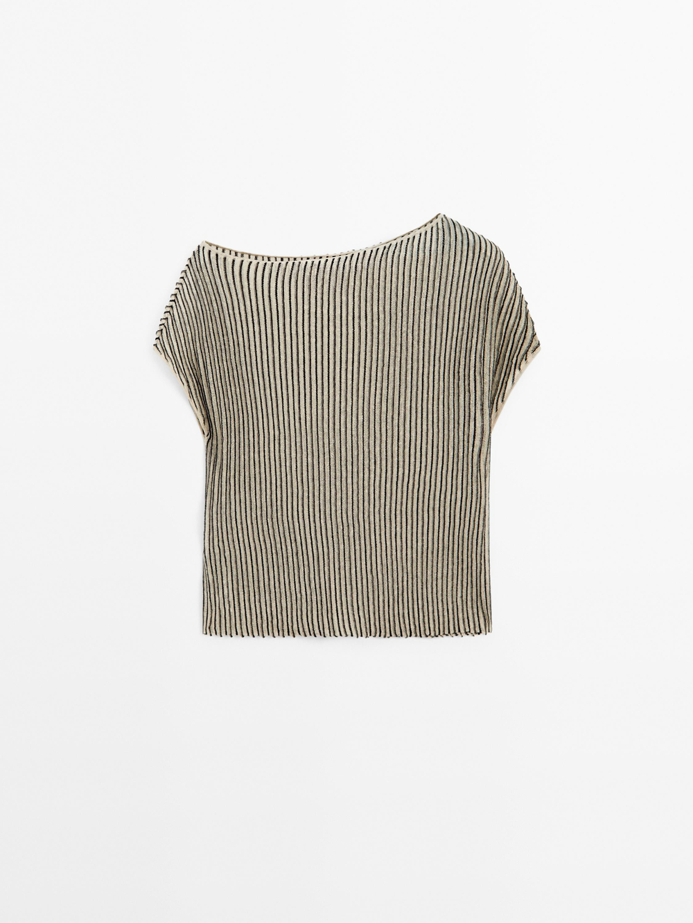 Massimo Dutti Свободный плиссированный топ с вкраплениями, бежевый