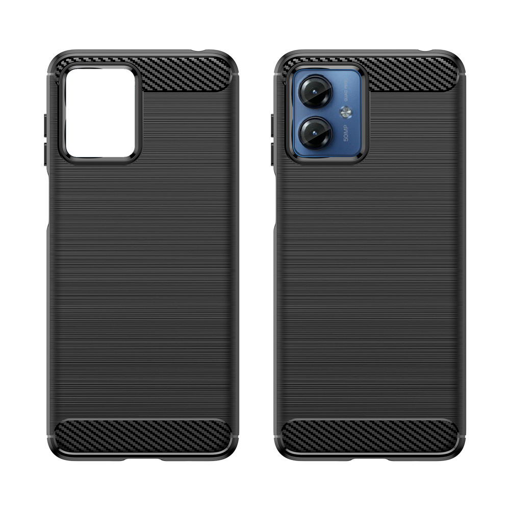 Мягкий чехол с дизайном в стиле карбон для Motorola G14, серия Carbon от Caseport