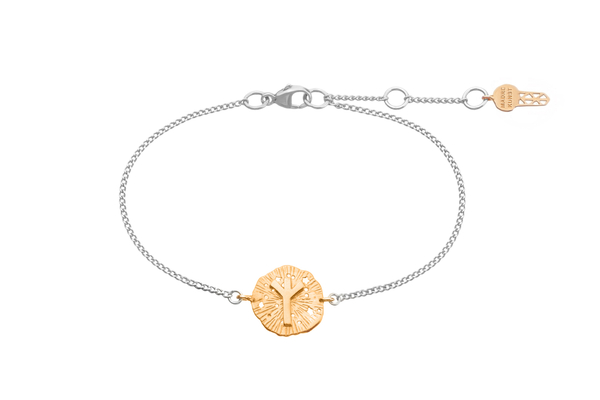 Браслет с руническим медальоном-амулетом Альгиз на цепочке, микс