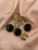 Накладки на пуговицы золотистые черная эмаль (клипсы)