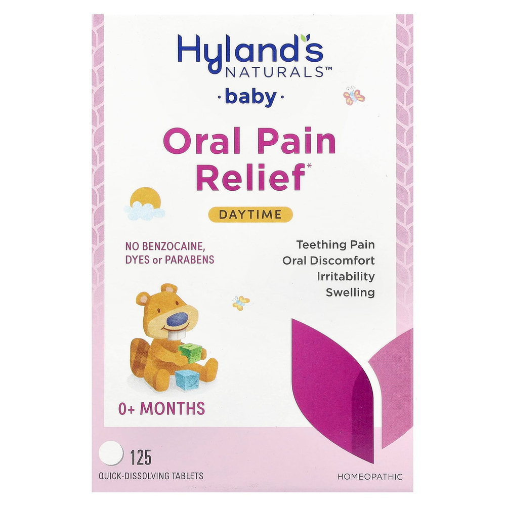 Hyland's Naturals, таблетки для облегчения боли в полости рта у грудных детей, для дневного приема, от 0 месяцев, 125 быстрорастворимых таблеток