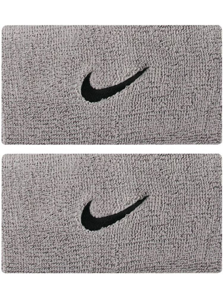 Напульсник теннисный Nike Swoosh Double-Wide Wristbands - matte silver/black