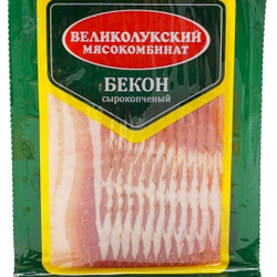 Бекон сырокопчёный нарезка 150 г Великолукский