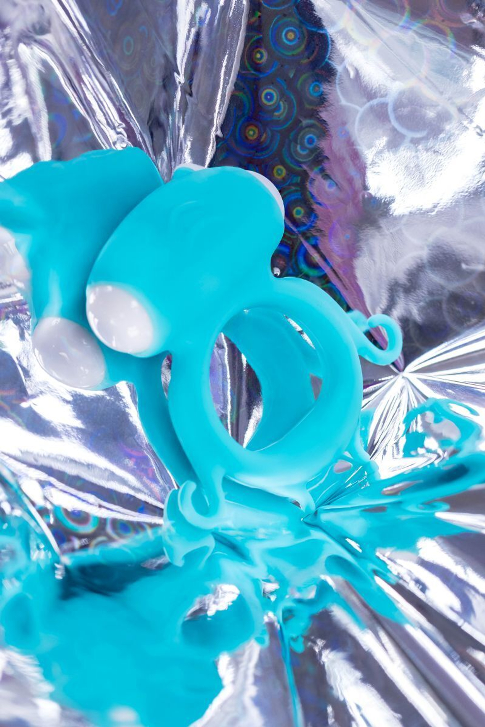 Голубое виброкольцо на пенис Sair (Цвет: голубой)