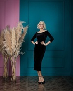 09-03-24 FW Бархатное платье-футляр с глубоким декольте, черный XS