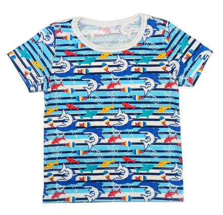 412/22 Футболка акулы, рыбки, полоски (32/122)