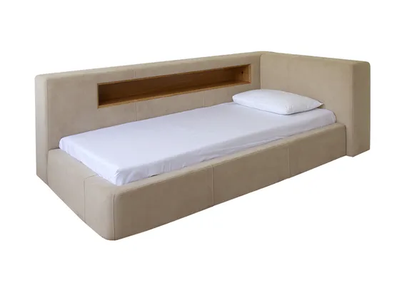 Диван-кровать Cube c нишей L (бежевый)