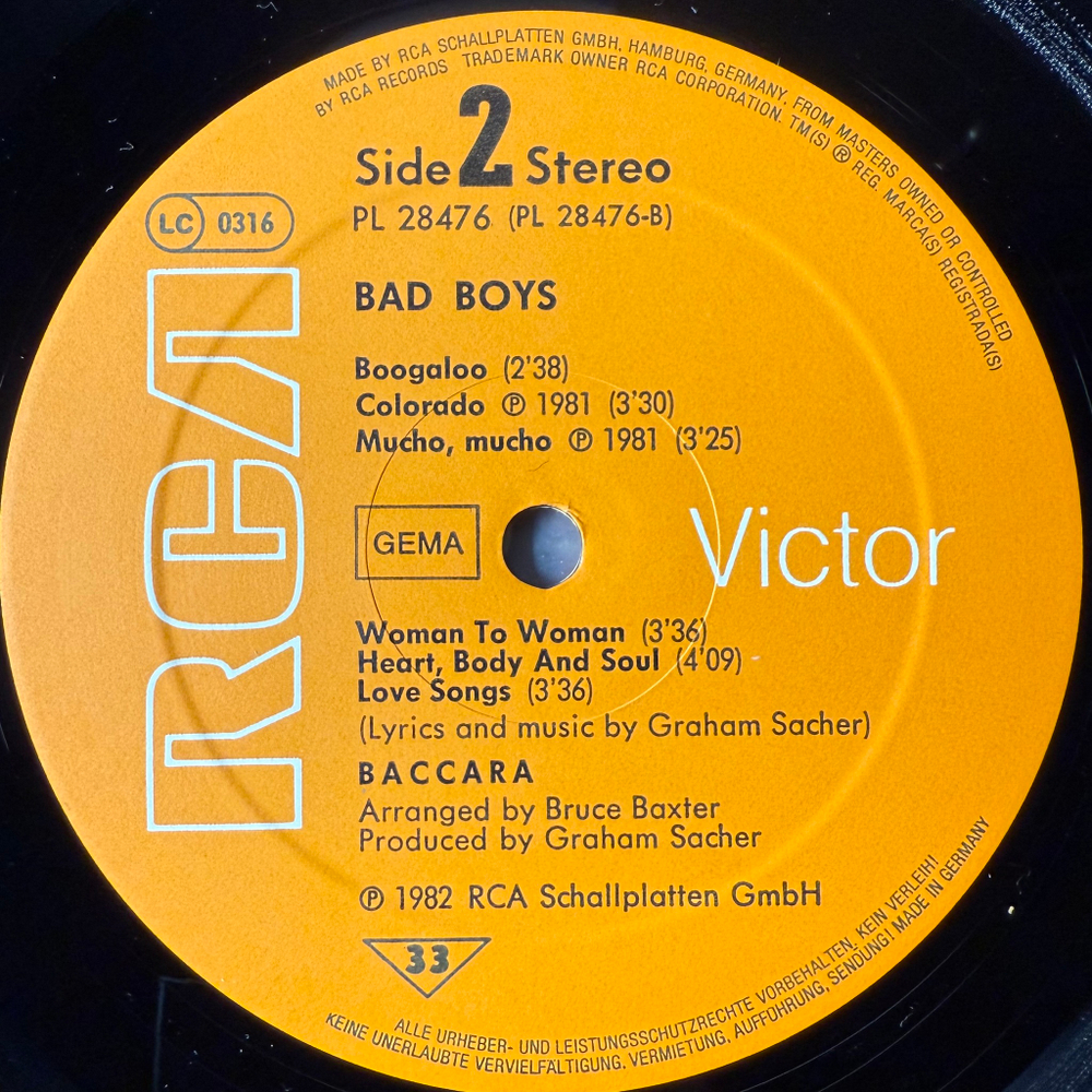 Baccara ‎– Bad Boys (Германия 1982г.)
