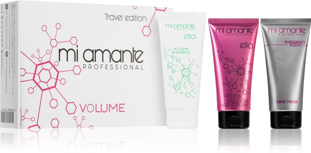Mi Amante Professional volume shampoo 100 мл + regenerating and renewing mask for hair 100 мл + restoring cream for hair 100 мл Ella Volume Travel Set