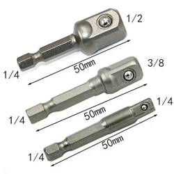 Переходники для шуруповерта под торцевые головки 1/4", 3/8", 1/2"