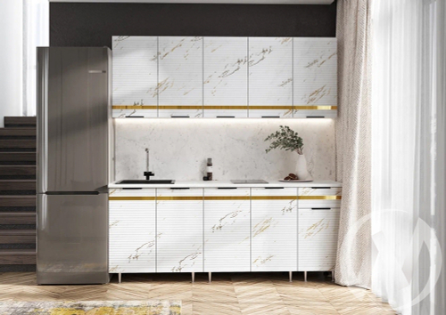 Кухня Милена 2;0м (белый/мрамор золото/антарес)