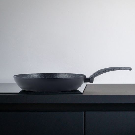 Сковорода 26 см. из кованого алюминия Kamille KM-4130 с антипригарным покрытием PTFE чёрный мрамор