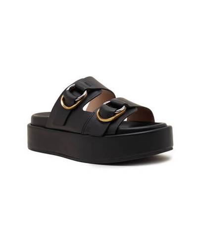 Шлепанцы кожаные flores Pinko - черный(SD0057 P001)